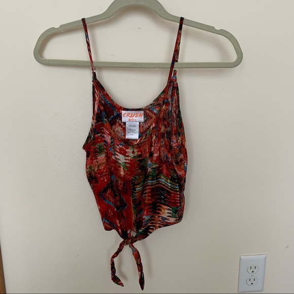 Red Tie Sleeveless Crop Top - Picture 1 of 3